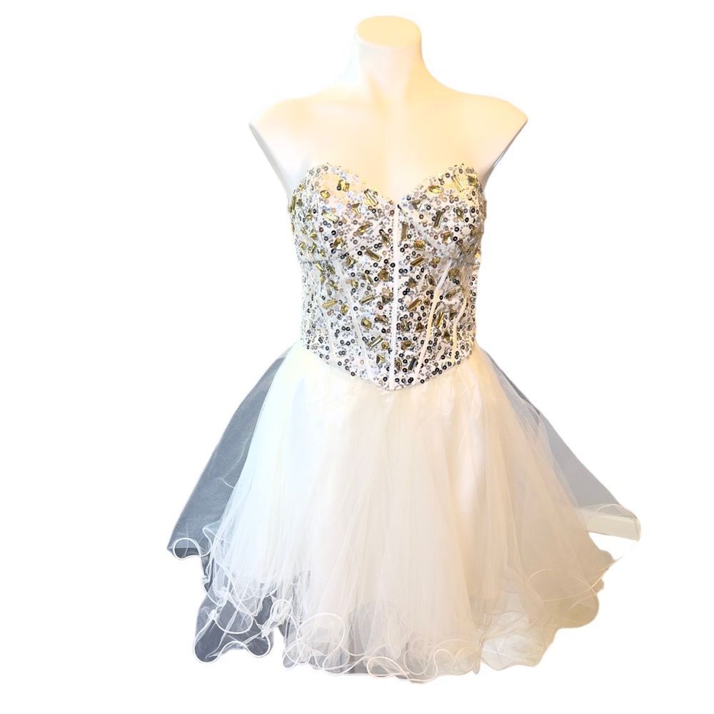 ded White Sequin Short Dress Size 7/8 - Picture 5 of 7